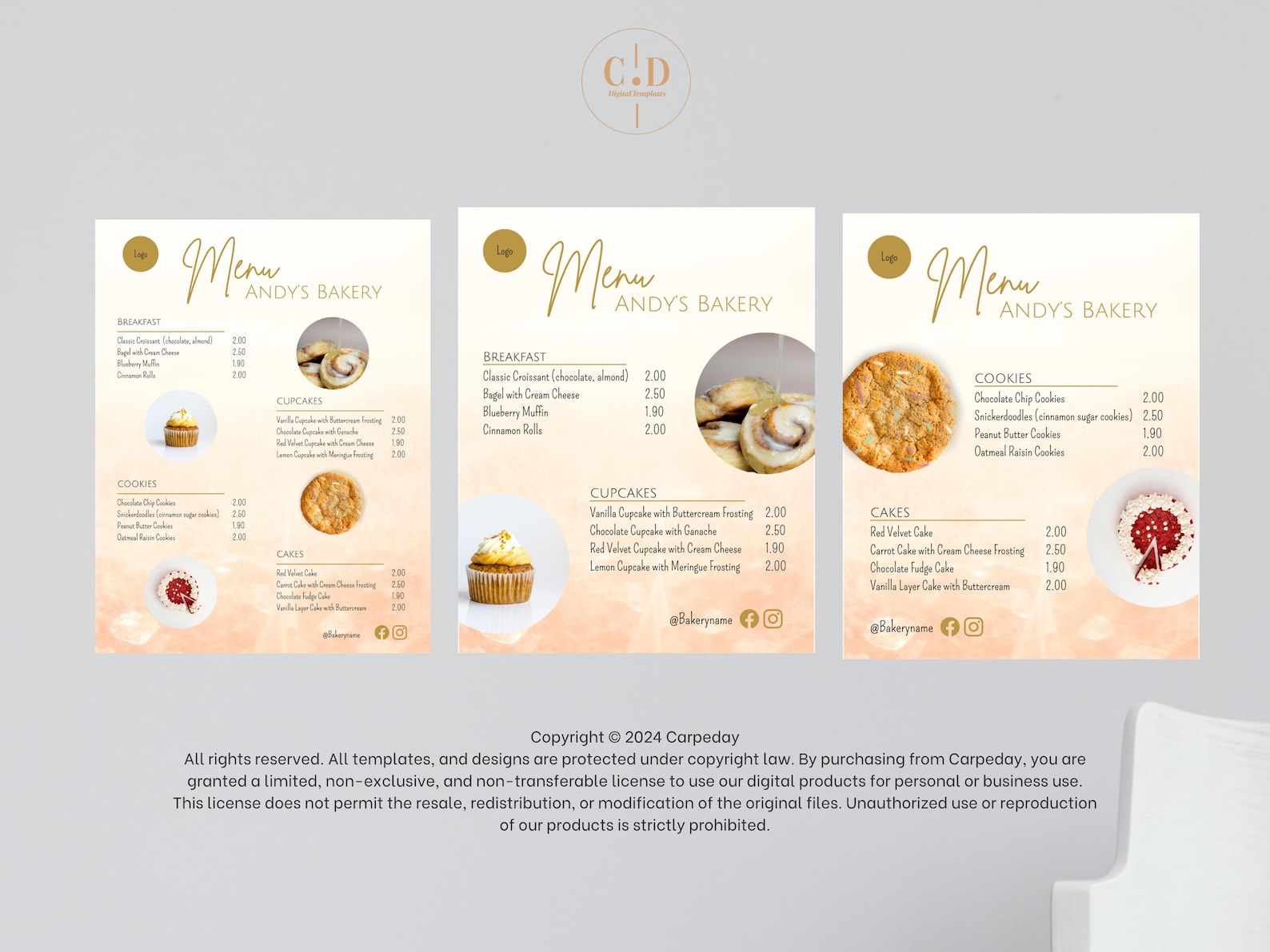 Bakery Menu Template: Editable Canva Price List (digital Download) - Etsy