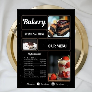 Bäckerei Preisliste | Preisliste Template Bäckerei | Cafe-Menü | Bäckerei Menü Vorlage | Canva Vorlage | Cupcake Preise | Kaffeekarte |