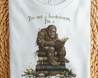 Funny Bookfoot Shirt, Bigfoot Reading Meme Tee, Cryptid Book Lover Gift T-Shirt, Sasquatch Monster Library Top, Feral Reader, Fantasy Shirt