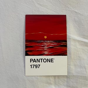 carte postale peinte à la main- couché de soleil