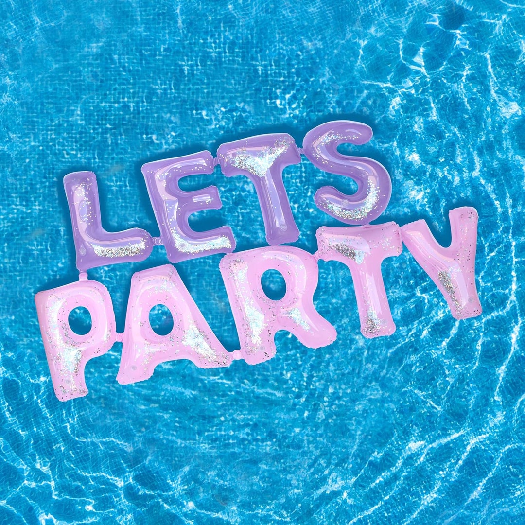 Let's Party Pool Sign Inflatable Letters Pool Party Floats Pool Party ...