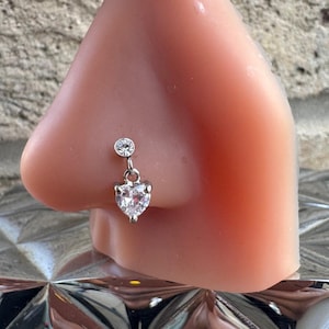 Heart Drop Nose Stud: Dainty Gold Plated Stainless Steel 20G