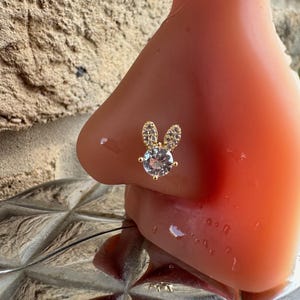 Diamante Bunny Nose Stud: Gold Plated Stainless Steel, 20G