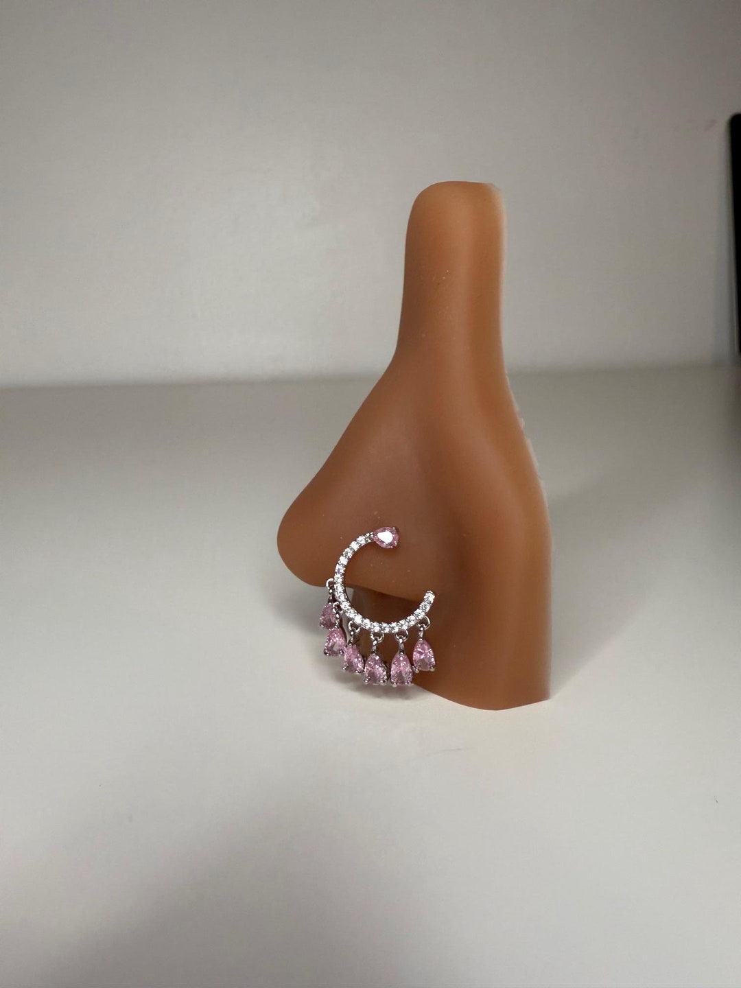 Pink Dangle Nose Stud Indian Style Stainless Steel Nose Ring Etsy — free download