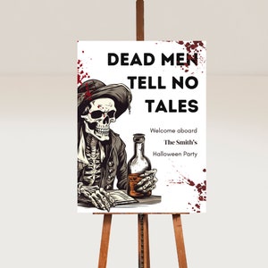 Señal de bienvenida de Halloween aterradora, señal de bienvenida de fiesta pirata de Halloween, señal de bienvenida de fiesta de Halloween espeluznante para fiesta de Halloween para adultos
