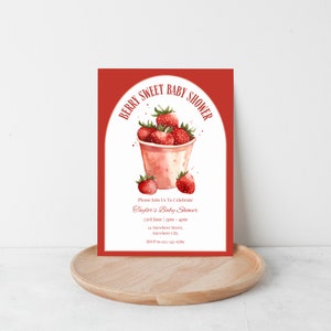 Berry Sweet Baby Shower, Strawberry Baby Shower Invitation, Berry Baby Shower Editable Invitation, Summer Baby Shower Invite