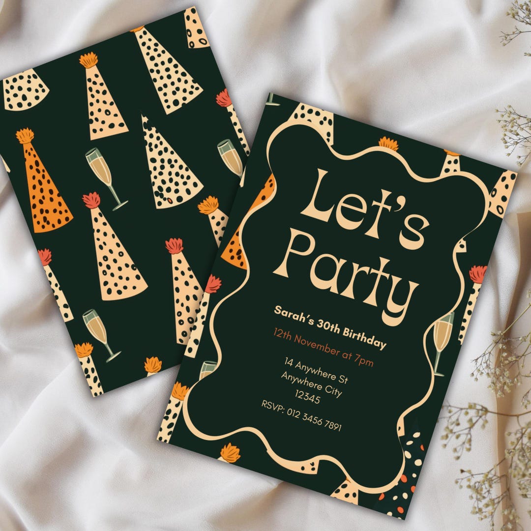 Leopard Print Party Invitation, Printable Animal Print Invite, Modern ...