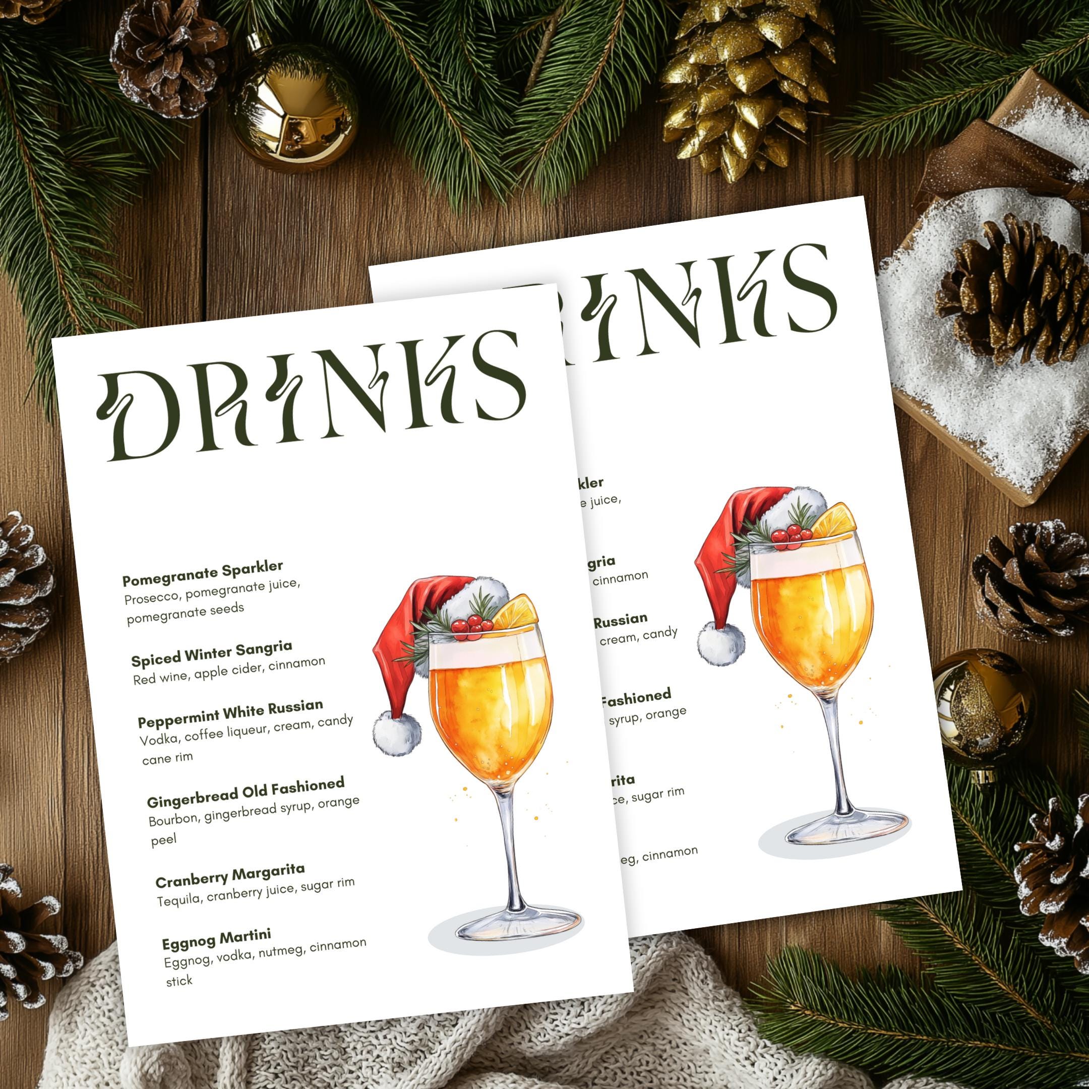 Christmas Drinks Menu, Printable Festive Drinks Menu, Editable ...