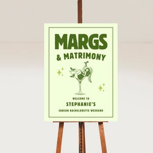 Margarita Welcome Poster for Bachelorette, Margs and Matrimony Welcome Sign for Hen Party Weekend, Printable Fiesta Hen Sign