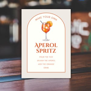 Machen Sie Ihr eigenes Spritz-Schild für die Hochzeit, bearbeitbares Spritz-Schild für Party, druckbares Spritz-Bar-Schild