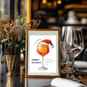 Panneau de bar Spritz, panneau imprimable de Noël pour votre propre soirée Spritz, panneau de station de Spritz modifiable pour la fête des fêtes