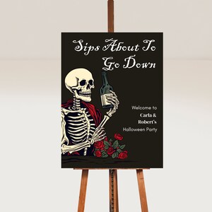 Letrero de bienvenida de Halloween editable para fiesta de Halloween, letrero de fiesta para cóctel de Halloween, letrero de Halloween imprimible
