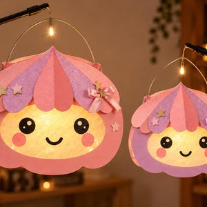 Kawaii Lantern Craft Template PDF | Dumpling Lantern St. Martin's Day | Lantern Parade for Children's Kindergarten | Cardstock, Tracing Paper, LED
