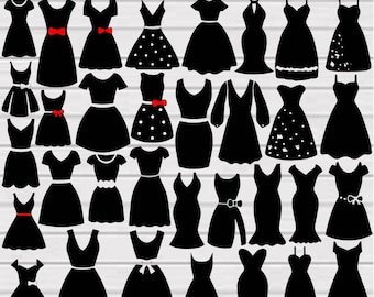Trouwjurk Svg bundel, bruidsmeisje jurk Svg, trouwjurk gesneden bestanden voor Circut, trouwjurk Clipart, vrouwen kleding silhouet Svg, Dxf