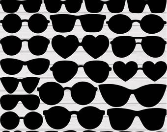 Sunglasses Svg Bundle, Sunglasses Clipart, Summer Svg, Sunglasses Silhouette, Sunglasses Cut Files For Cricut, Beach Svg, Heart Glasses Svg