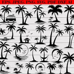 Palm Tree Svg Bundle, Palm Tree Svg, Palm Tree Clipart, Palm Tree Silhouette, Palm Tree Cut Files For Cricut,  Beach Life Svg, Palm Tree Png