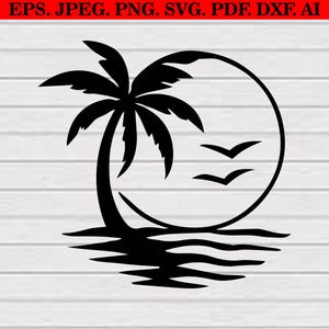 Palm Tree Svg Bundle, Beach Life Clipart Png, Tropical Silhouette Cut Files image 6