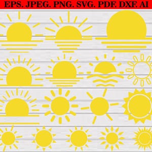 Sunrise Svg Bundle, Sunset Svg Bundle, Sun Svg, Sunrise Clipart, Sunrise Cut File For Circut, Sunrise Silhouette, Sunshine Wave Svg, Sun Png