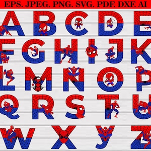 Pacote Spiderman Svg, Pacote Spiderman Font Svg, Spider Font Svg, Letras de Super-heróis Svg, Alfabeto de Aranha, Letras de Aranha, Fonte de Herói Svg,Png