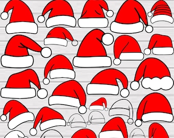 Santa Hat Svg Bundle, Christmas Hat Svg, Christmas Svg Bundle, Santa Hat Clipart, Santa Hat Cut Files for Crafting, Santa Claus Hat Svg,Png
