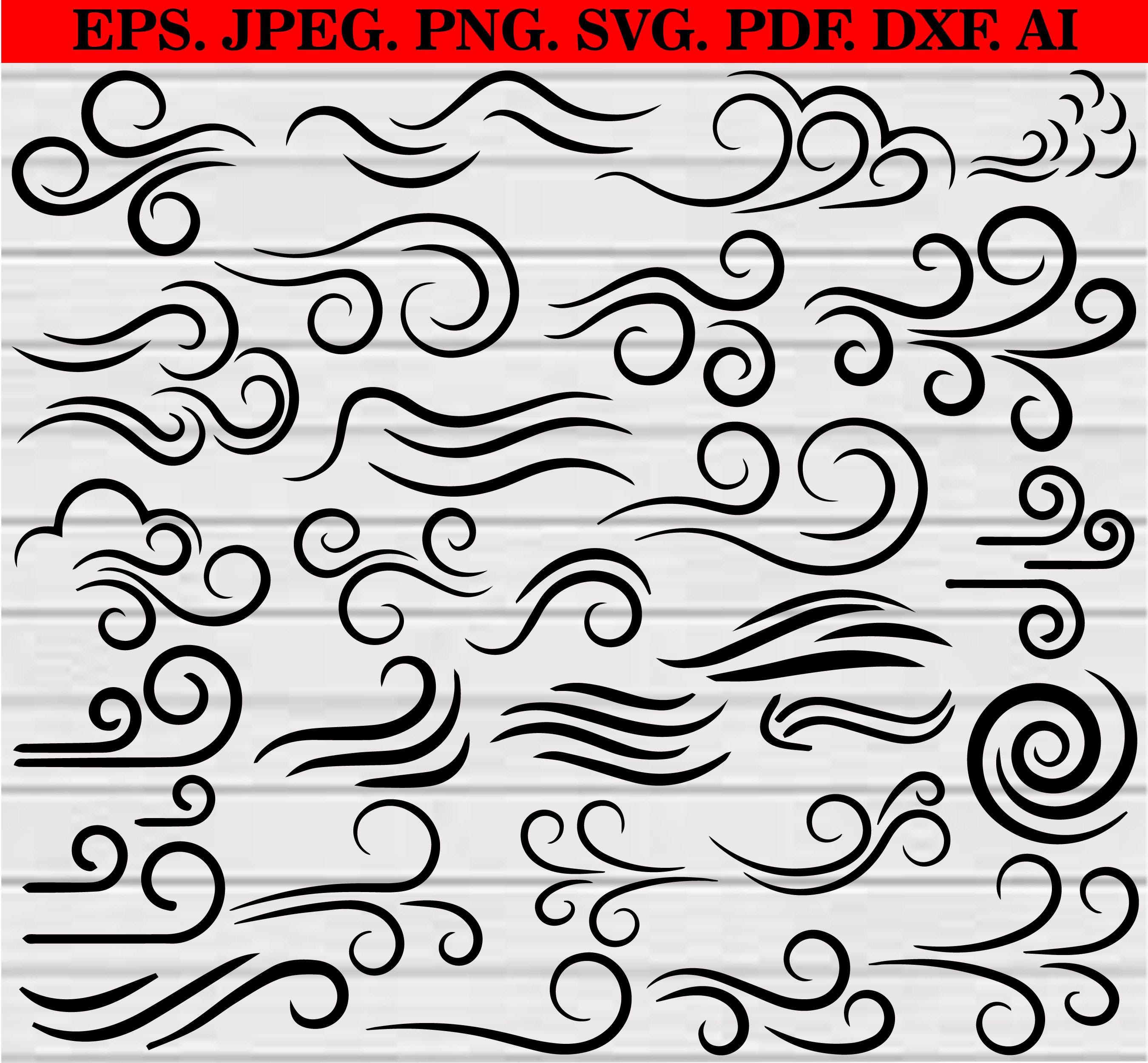 Wind Svg Bundle, Wind Clipart, Winf Cut File For Circut, Wind Silhouette, Wind Vector, Wind Png Bundle, Air Flow Svg, Wind Storm Svg,Png,Dxf