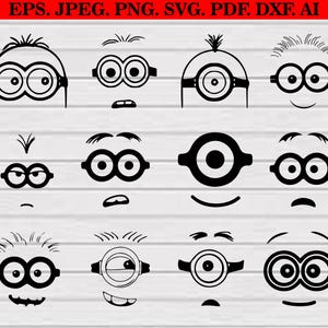 Minion Face Svg Bundle, Minions Face Svg, Minions Face Clipart, Minion face vector, Cute Minion Eyes Svg, Minion Head Svg, Minion Silhouette