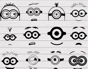 Minion Face Svg Bundle, Minions Face Svg, Minions Face Clipart, Minion face vector, Cute Minion Eyes Svg, Minion Head Svg, Minion Silhouette