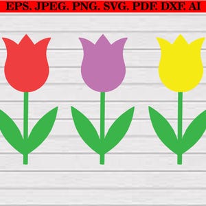 Tulip Flowers Svg Bundle, Tulip Flower Clipart, Tulip Flower Cut Files For Circut, Tulip Flower Vector, Tulip Flower Png, Spring Flowers Svg