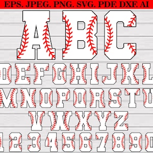 Baseball Font SVG, Letters and Numbers Alphabet (Digital Download)
