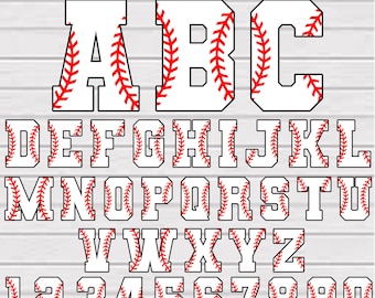 Baseball Font Svg, Baseball Alphabets Svg, Baseball Letters and Numbers Svg,  Baseball Team Svg, Baseball Mom Svg, College Alphabet Svg,Png
