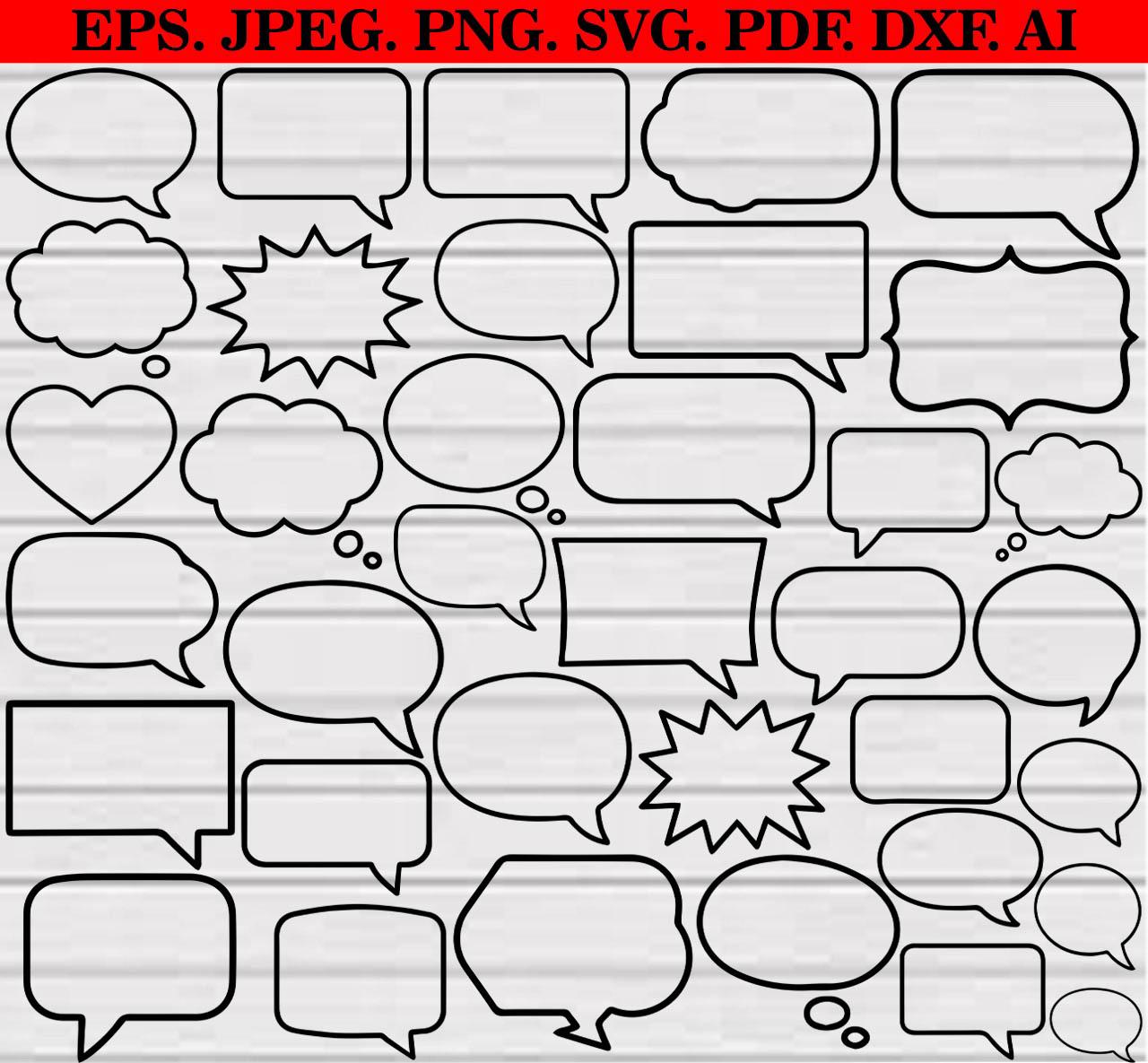 Speech Bubble SVG Bundle, Speech Bubble PNG Bundle, Bubble Frame Svg ...