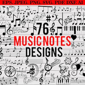 Music Notes Svg Bundle, Music Notes Clipart, Music Notes Vectors, Music Key Svg, Music Notes Cut Files For Cricut, Music Teacher Svg,Png,Pdf