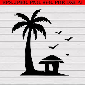 Palm Tree Svg Bundle, Beach Life Clipart Png, Tropical Silhouette Cut Files image 8