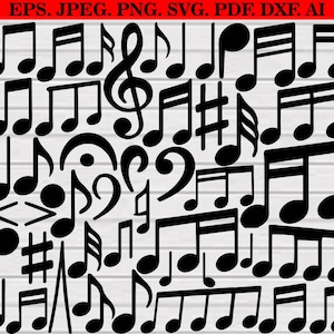 Music Notes Svg Bundle, Music Notes Clipart, Music Notes Cut Files For Circut, Music Notes Silhouette, Music Notes Png, Music Notes Vector