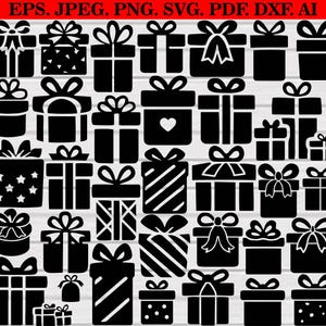 Gift Box SVG Bundle: Christmas, Birthday Clipart (Digital Download)