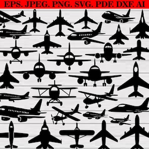 Airplane SVG Bundle, Aircraft Clipart, Cut Files (Digital Download)