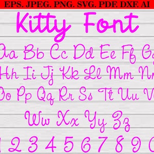 Paquete de fuentes SVG de Kitty, letras SVG de Kitty, alfabetos SVG de Kitty, fuente SVG de gato, fuentes SVG para niños, fuente SVG de Kitty para Cricut, SVG para amantes de los gatos