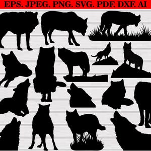 Wolf Svg Bundle, Wolf Clipart, Mountain Wolf Svg, Wolf Cut Files For Circut, Wolf Silhouette, Wolf Svg, Wolf Png, Howling Wolf at Moon Svg