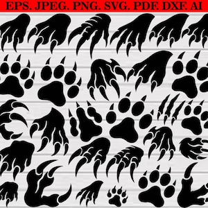 Animal Claw Svg Bundle, Animal Claw Clipart, Claw Print Svg, Paw Print Svg, Wild Paw Mark Svg, Animal Claw Cut Files For Cricut, Cat Paw Svg