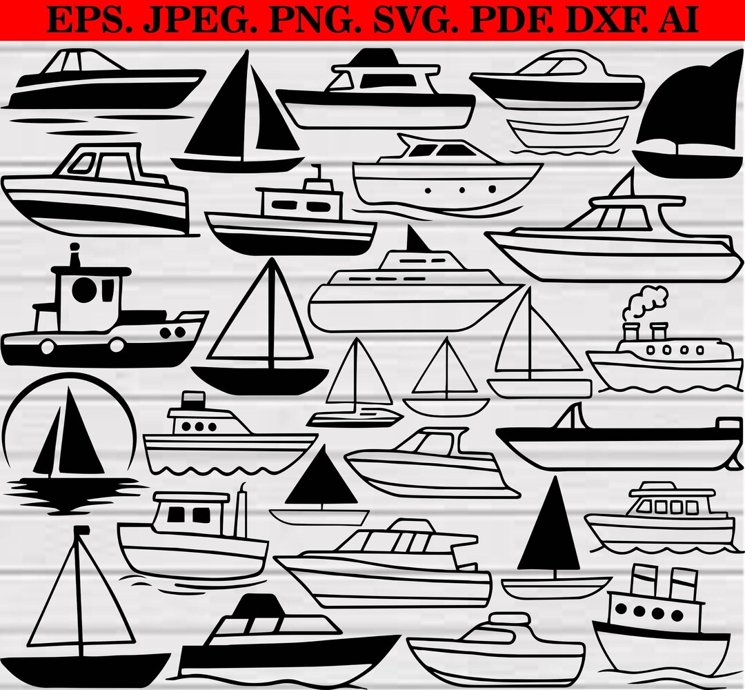 Boat Svg Bundle, Boat Png Bundle, Sailboat Svg, Speedboat Svg, Fishing ...