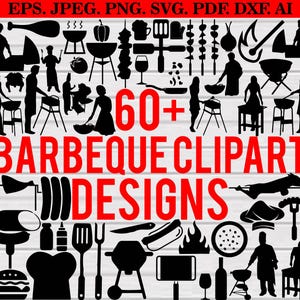 Barbecue Clipart SVG Bundle, Grilling Designs (Digital Files)