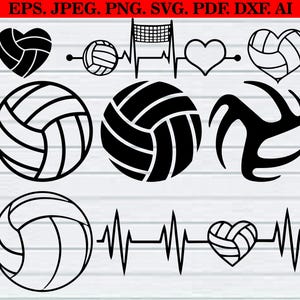 Volleyball Svg Bundle, Volleyball Clipart, Volleyball Cut File For Circut, Volleyball Outline Svg, Volleyball Silhouette, Volleyball Svg,Png