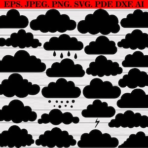 Cloud Svg Bundle, Cloud Clipart, Cloud Cut Files For Circut, Cloud Outline Svg, Clooud Silhouette, Cloud Vector, Cute Clouds Svg, Clouds Png