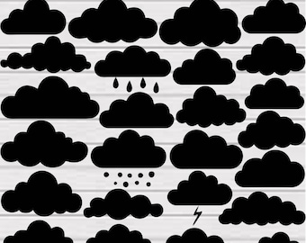 Cloud Svg Bundle, Cloud Clipart, Cloud Cut Files For Cricut, Cloud Outline Svg, Cloud Silhouette, Cloud Vector, Cute Clouds Svg, Clouds Png