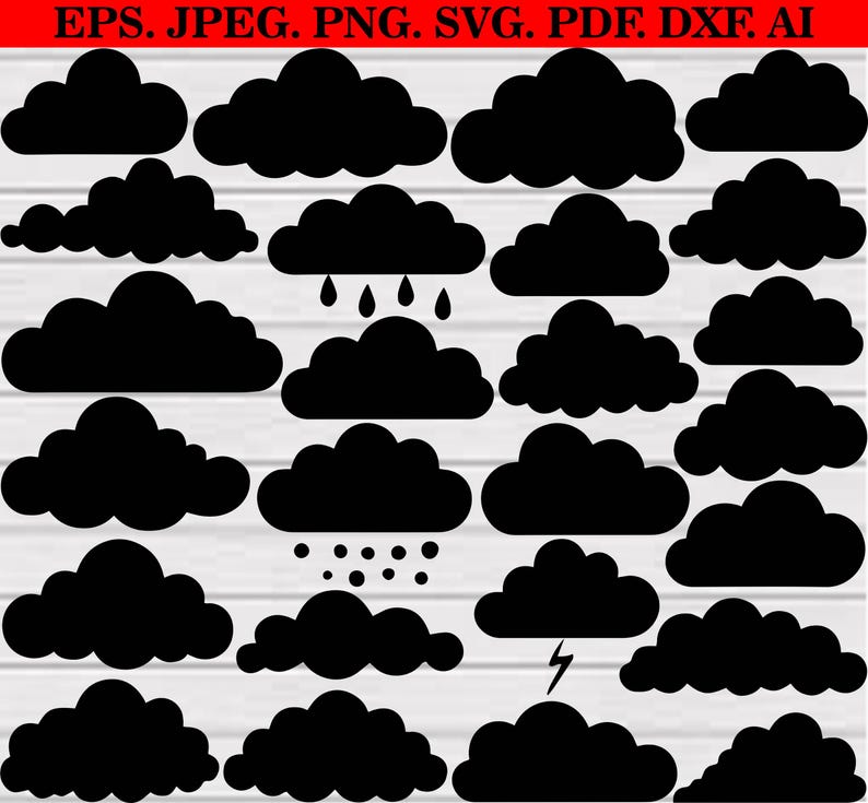 Cloud Svg Bundle, Cloud Clipart, Cloud Cut Files for Cricut, Cloud ...