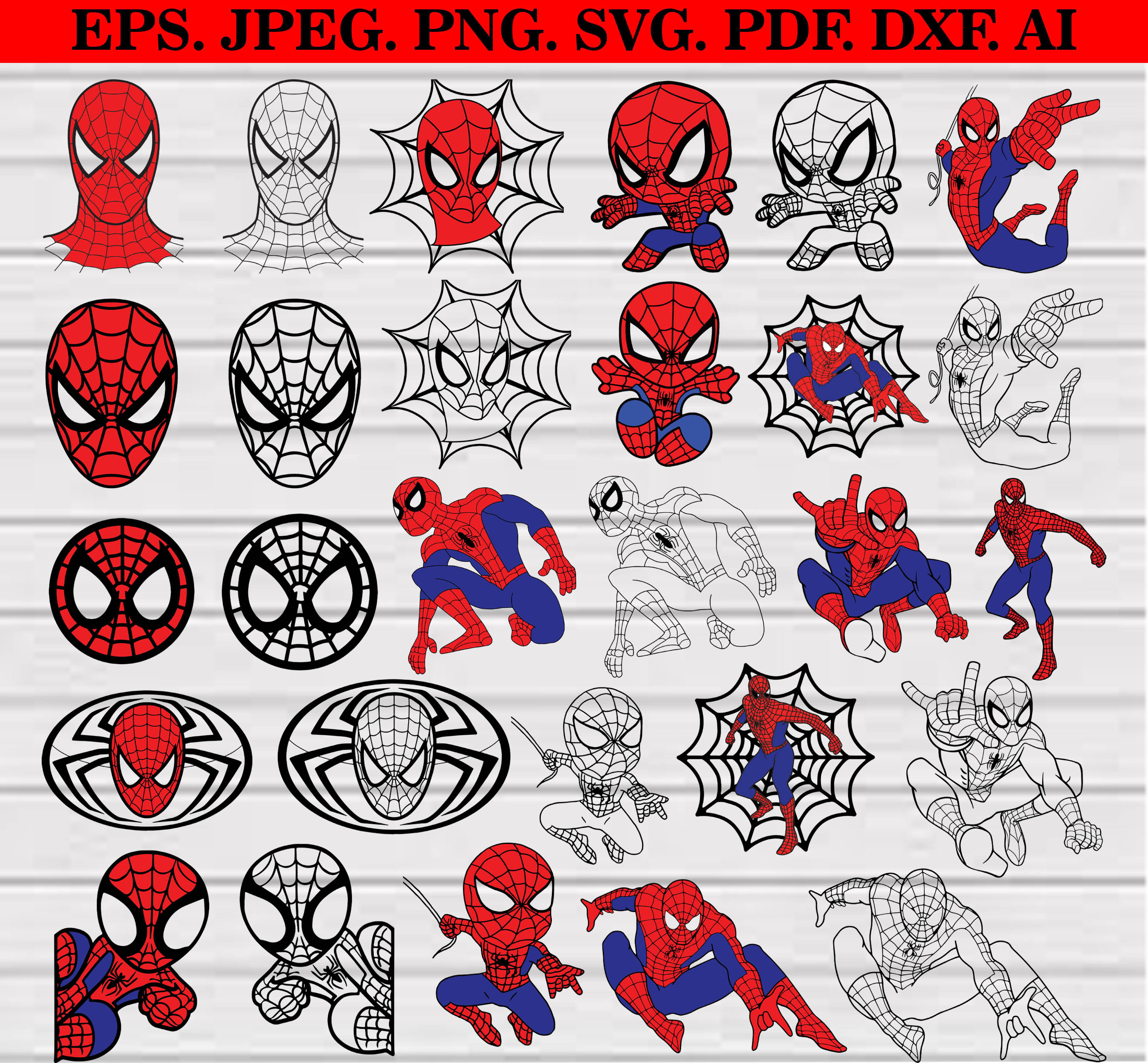 Spiderman Svg Bundle, Spiderman Clipart, Spiderman Cut Files For Circut, Spiderman Silhouette, Spiderman Png, Spiderman Svg, Spiderman Head