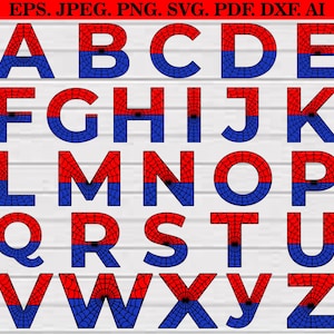 Spiderman Svg Bundle, Spiderman Font Svg, Spider Bundle, Superhero Letters Svg, Spider Font Svg, Spider Alphabet, Spider Letters, Hero Font