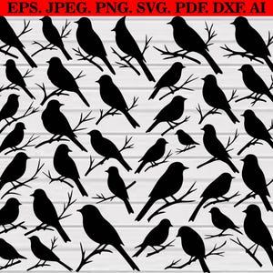 Birds On a Branches Svg Bundle, Bird on Tree Svg, Tree Branch Svg, Sparrow Svg, Flying Birds Svg,  Bird on Tree Clipart Cut Files For Circut