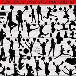 Cheerleader Svg Bundle, Cheerleader Clipart, Cheerleading Svg, Cheerleader Cut Files for Cricut, Cheerleader Silhouette, Cheer Svg,Png,Dxf