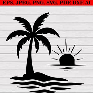 Palm Tree Svg Bundle, Beach Life Clipart Png, Tropical Silhouette Cut Files image 5